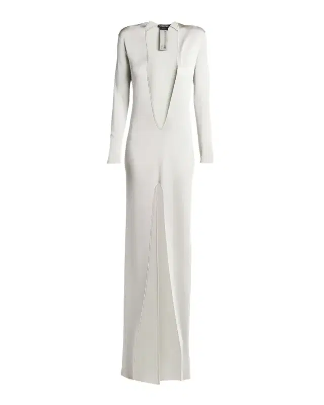 TOM FORD Liquid Fine Viscose Plunging Column Gown