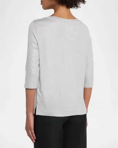 MAJESTIC FILATURES Soft Touch 3/4-Sleeve Metallic Jersey T-Shirt | Thumbnail 3