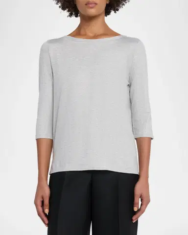 MAJESTIC FILATURES Soft Touch 3/4-Sleeve Metallic Jersey T-Shirt | Thumbnail 4