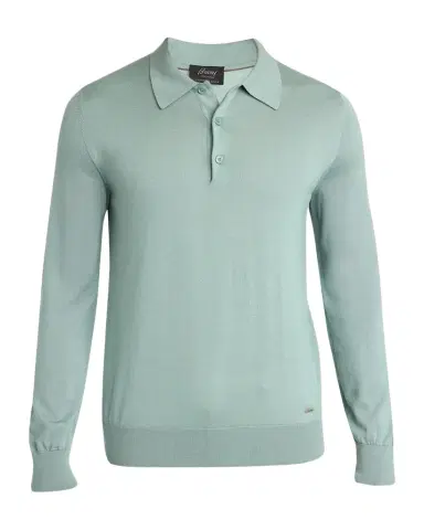 Brioni Men's Cashmere-Silk Polo Sweater | Thumbnail 1