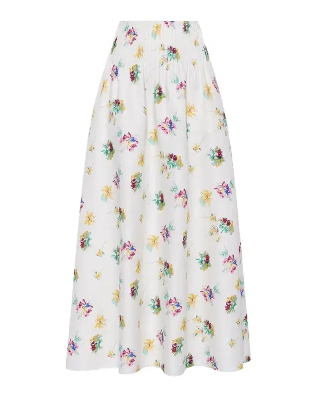 Penelope Floral-Print Linen Midi Skirt