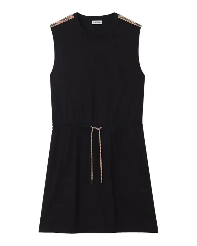 Tabitha Check-Trim Drawstring Mini Dress