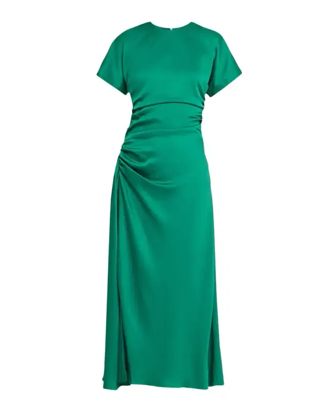 Marabella Ruched Satin Midi Dress