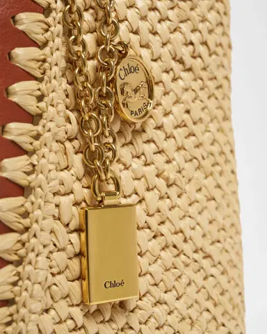 Chloé Spin Medium Tote Bag in Viscose Raffia | Thumbnail 4 Chloé Spin Medium Tote Bag in Viscose Raffia | Thumbnail 4