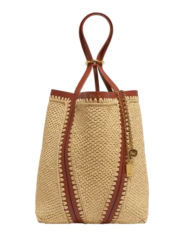 Chloe Spin Medium Tote Bag in Viscose Raffia
