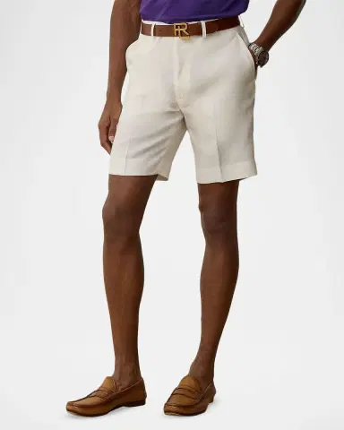 Ralph Lauren Purple Label Men's Hand-Tailored Linen Shorts | Thumbnail 4