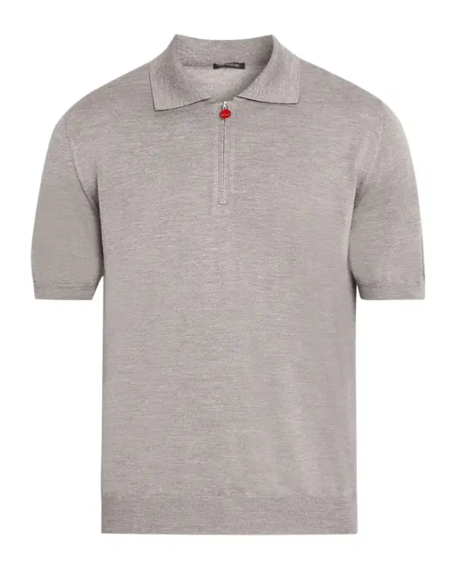 Kiton Men 's Silk, Cashmere and Linen Quarter-Zip Polo Shirt