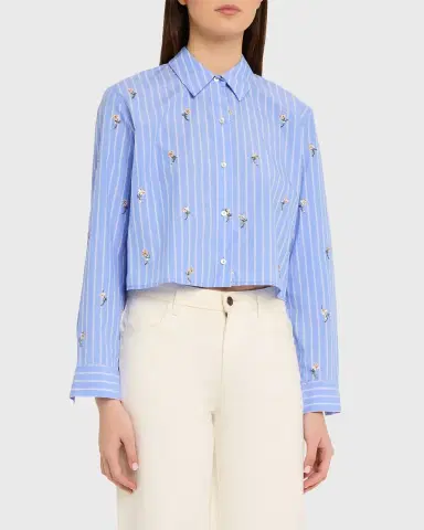 L'Agence Cosette Sequined Button-Front Crop Shirt | Thumbnail 4 L'Agence Cosette Sequined Button-Front Crop Shirt | Thumbnail 4