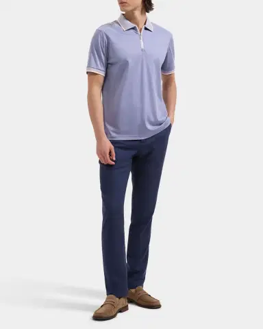 Bugatchi Men's Tipped Knit-Trim Quarter-Zip Polo Shirt | Thumbnail 2 Bugatchi Men's Tipped Knit-Trim Quarter-Zip Polo Shirt | Thumbnail 2