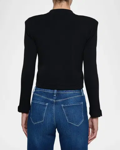 L'Agence Patsy Cropped Crewneck Cardigan | Thumbnail 3