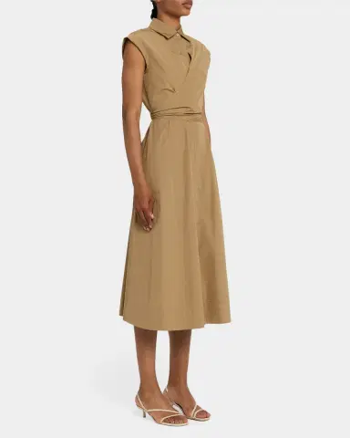 Lafayette 148 New York Wrap-Front Cotton Midi Shirtdress | Thumbnail 4