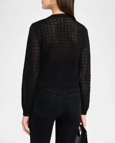 L'AGENCE Orla Pointelle Knit Cardigan | Thumbnail 3