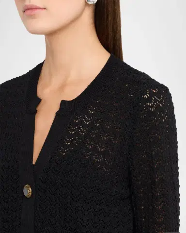L'AGENCE Orla Pointelle Knit Cardigan | Thumbnail 5