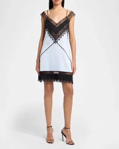 Tom Ford Silk Wool Suiting Lace-Trim Mini Dress | Thumbnail 2 Tom Ford Silk Wool Suiting Lace-Trim Mini Dress | Thumbnail 2