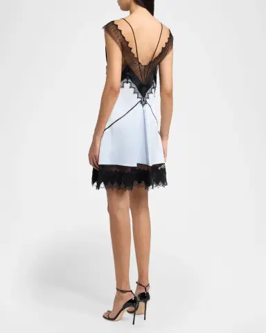 Tom Ford Silk Wool Suiting Lace-Trim Mini Dress | Thumbnail 3 Tom Ford Silk Wool Suiting Lace-Trim Mini Dress | Thumbnail 3