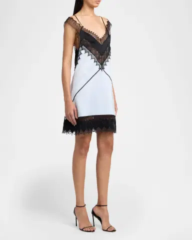 Tom Ford Silk Wool Suiting Lace-Trim Mini Dress | Thumbnail 4 Tom Ford Silk Wool Suiting Lace-Trim Mini Dress | Thumbnail 4