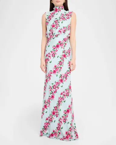 Saloni Fleur Printed High-Neck Dress | Thumbnail 2