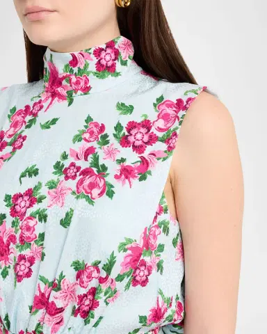 Saloni Fleur Printed High-Neck Dress | Thumbnail 5