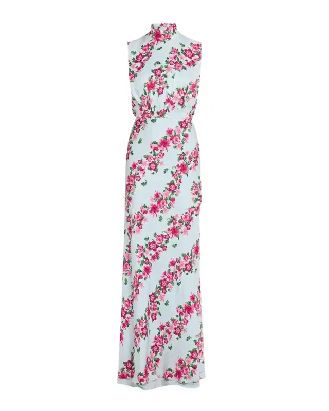 Saloni Fleur Printed High-Neck Dress