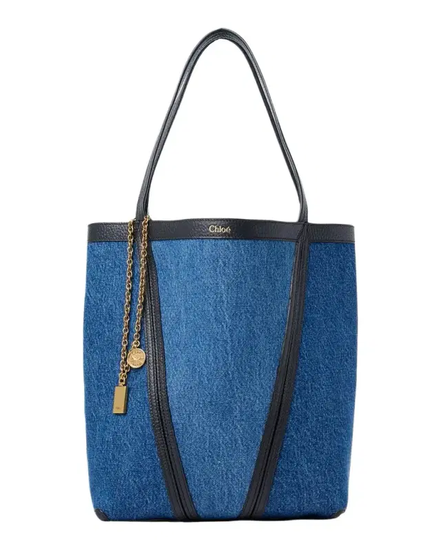Chloe Spin Medium Tote Bag in Cotton Denim