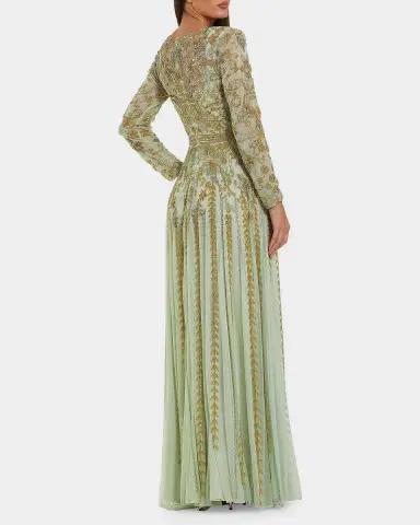Mac Duggal Evening Beaded Mesh Gown | Thumbnail 2 Mac Duggal Evening Beaded Mesh Gown | Thumbnail 2