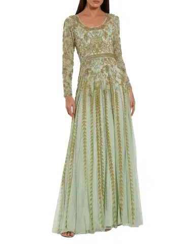 Mac Duggal Evening Beaded Mesh Gown | Thumbnail 1 Mac Duggal Evening Beaded Mesh Gown | Thumbnail 1