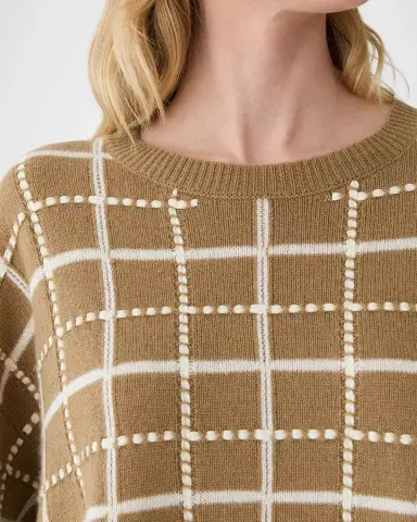 Lafayette 148 New York Oversized Cashmere-Linen Grid Sweater | Thumbnail 5 Lafayette 148 New York Oversized Cashmere-Linen Grid Sweater | Thumbnail 5
