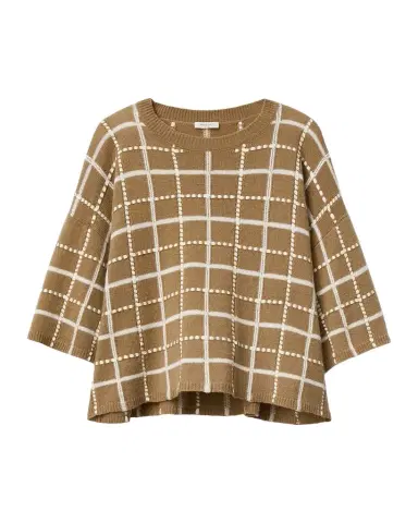Lafayette 148 New York Oversized Cashmere-Linen Grid Sweater | Thumbnail 1 Lafayette 148 New York Oversized Cashmere-Linen Grid Sweater | Thumbnail 1