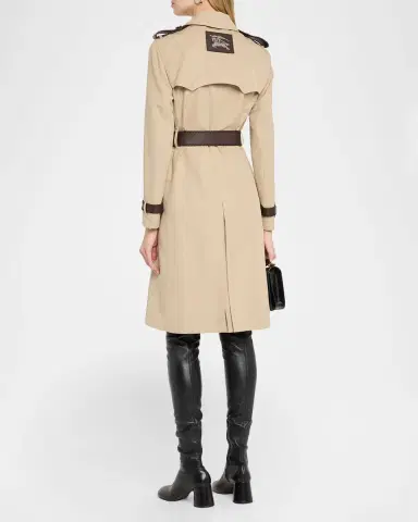 Burberry Foxfield Leather-Trim Double-Breasted Trench Coat | Thumbnail 3 Burberry Foxfield Leather-Trim Double-Breasted Trench Coat | Thumbnail 3