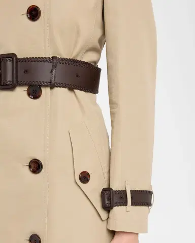 Burberry Foxfield Leather-Trim Double-Breasted Trench Coat | Thumbnail 5 Burberry Foxfield Leather-Trim Double-Breasted Trench Coat | Thumbnail 5