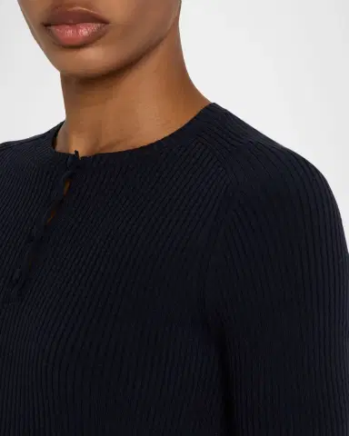 Lafayette 148 New York Slim-Fit Rib Knit Cotton Sweater | Thumbnail 5 Lafayette 148 New York Slim-Fit Rib Knit Cotton Sweater | Thumbnail 5