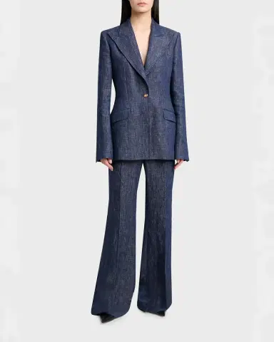Gabriela Hearst Rhein Pintuck Linen Flare Pants | Thumbnail 2