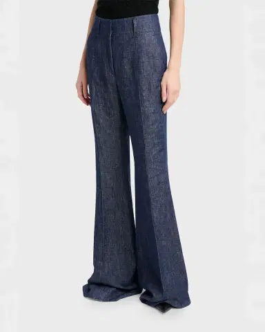 Gabriela Hearst Rhein Pintuck Linen Flare Pants | Thumbnail 4
