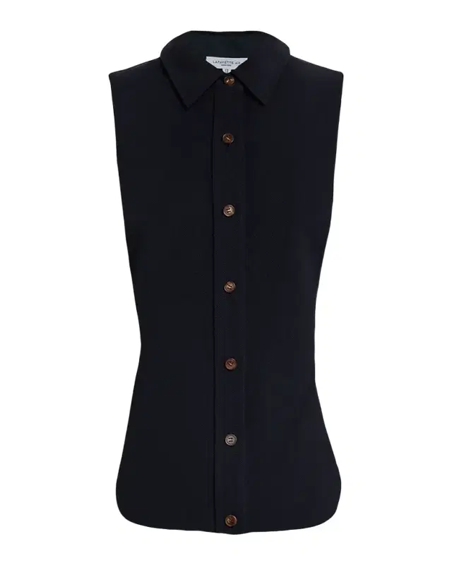 Lafayette 148 New York Sleeveless Cotton Pique Shirt