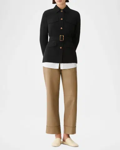 Lafayette 148 New York Belted Finesse Crepe Shirt Jacket | Thumbnail 2 Lafayette 148 New York Belted Finesse Crepe Shirt Jacket | Thumbnail 2