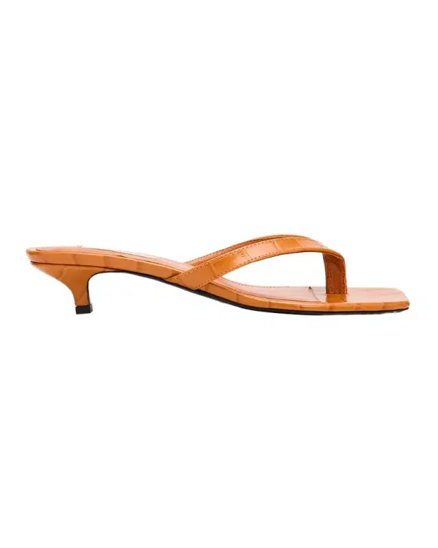 Toteme 35mm Croc-Embossed Leather Heeled Flip Flops