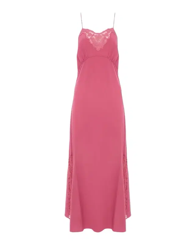 Chloe Lace-Trim Empire Silk Midi Slip Dress