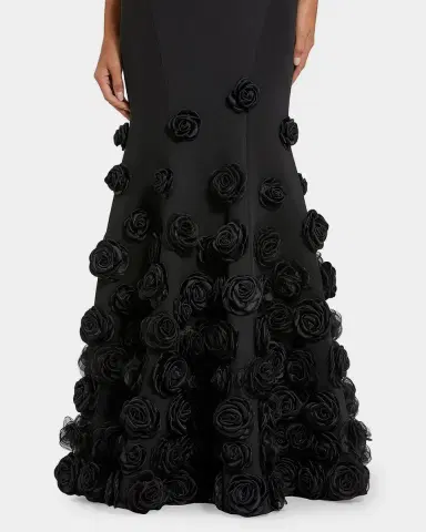 Mac Duggal Rose Appliqué Crepe Mermaid Gown | Thumbnail 2