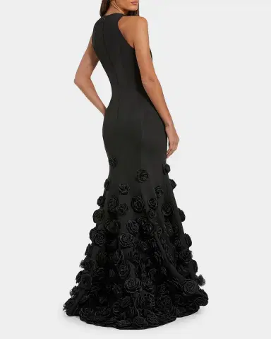 Mac Duggal Rose Appliqué Crepe Mermaid Gown | Thumbnail 3