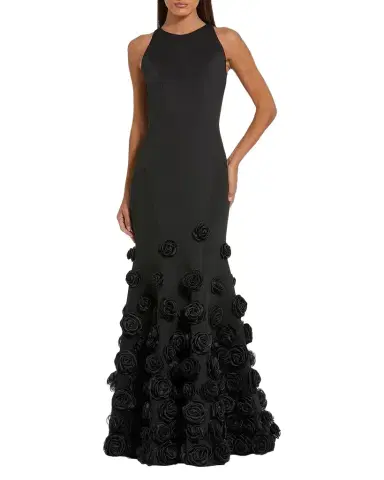 Mac Duggal Rose Appliqué Crepe Mermaid Gown | Thumbnail 1
