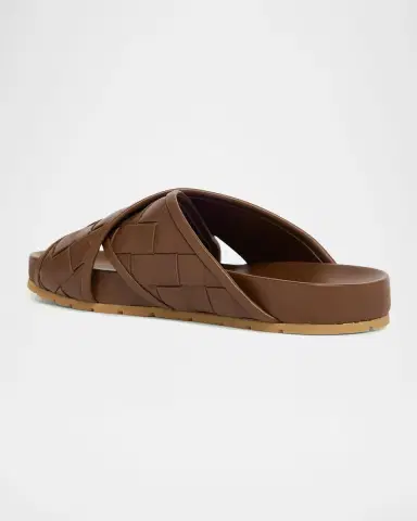 Bottega Veneta Men's Tarik Intrecciato Leather Crisscross Sandals | Thumbnail 4
