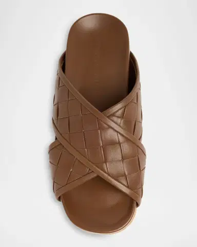 Bottega Veneta Men's Tarik Intrecciato Leather Crisscross Sandals | Thumbnail 5