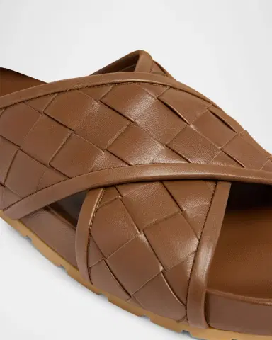Bottega Veneta Men's Tarik Intrecciato Leather Crisscross Sandals | Thumbnail 6