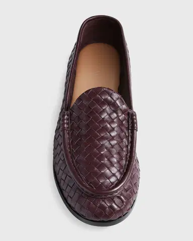 Bottega Veneta Men 's Silenzio Intrecciato Napa Leather Loafers | Thumbnail 4