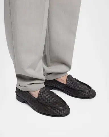 Bottega Veneta Men 's Silenzio Intrecciato Napa Leather Loafers | Thumbnail 2