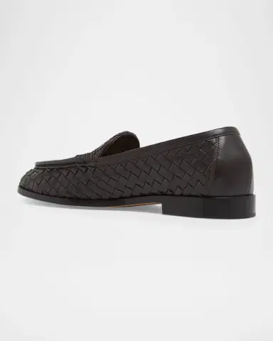Bottega Veneta Men 's Silenzio Intrecciato Napa Leather Loafers | Thumbnail 4