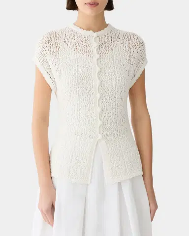 Lafayette 148 New York Lace-Stitch Cotton Knit Sweater | Thumbnail 4 Lafayette 148 New York Lace-Stitch Cotton Knit Sweater | Thumbnail 4