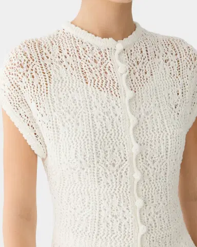 Lafayette 148 New York Lace-Stitch Cotton Knit Sweater | Thumbnail 5 Lafayette 148 New York Lace-Stitch Cotton Knit Sweater | Thumbnail 5
