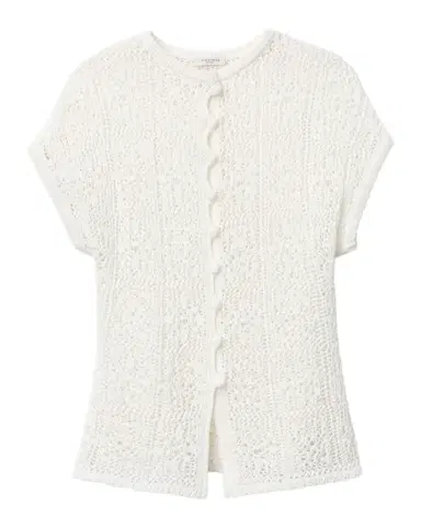 Lafayette 148 New York Lace-Stitch Cotton Knit Sweater | Thumbnail 1 Lafayette 148 New York Lace-Stitch Cotton Knit Sweater | Thumbnail 1