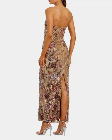 Mac Duggal Satin Bustier Brocade Midi Dress | Thumbnail 2 Mac Duggal Satin Bustier Brocade Midi Dress | Thumbnail 2
